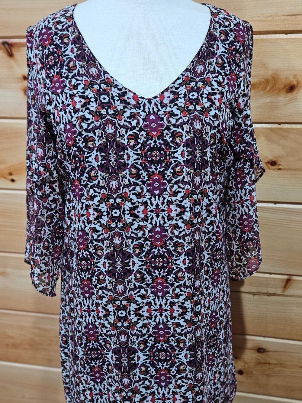 Emerald Sundae 3/4 Petal Sleeve Mini Shift Dress Size M